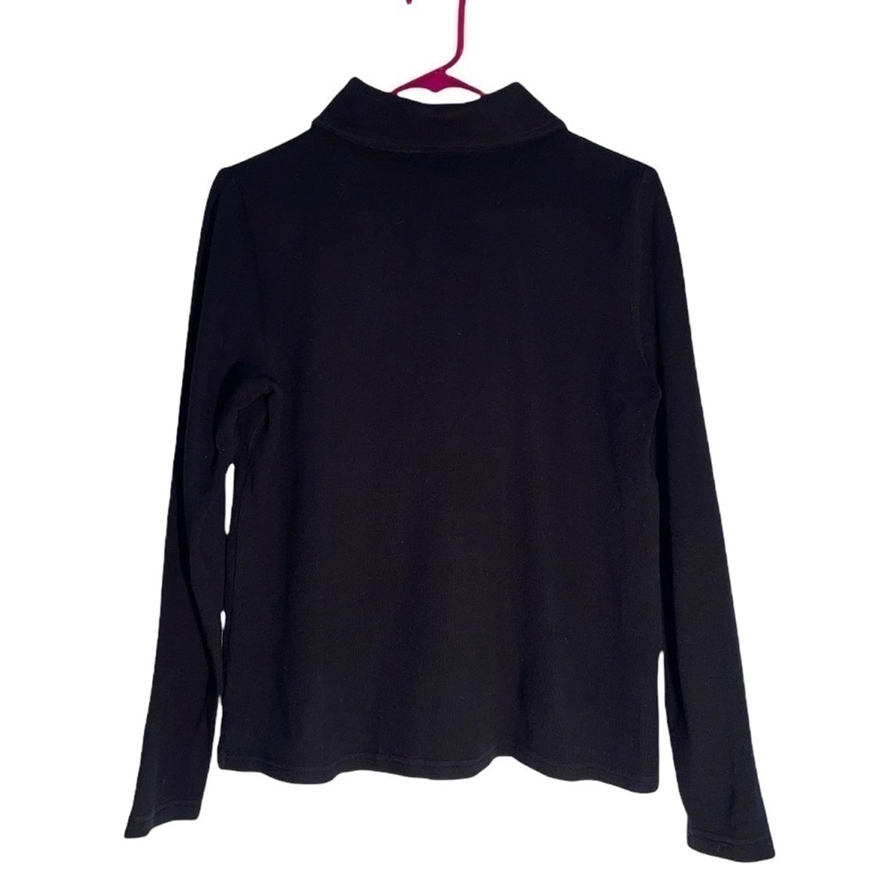 Lauren, Ralph Lauren Black 1/4 gold tone button collared pullover. Size Med GUC - Picture 3 of 8